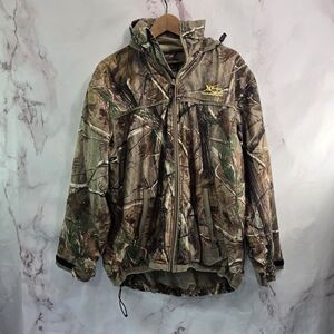 XPS Jacket Mens Large Woodland Hunting Camo Coat Hooded AP HD Fleece Quiet